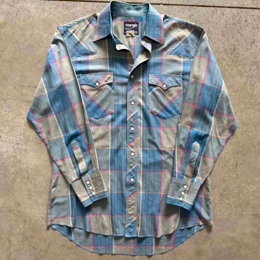 Wrangler Pearl Snap Single Needle Tailoring Vintage 90s Button Up Plaid Shirt